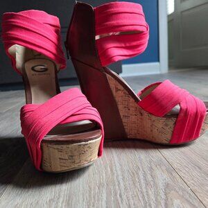 G by Guess Pink and Brown Wedges